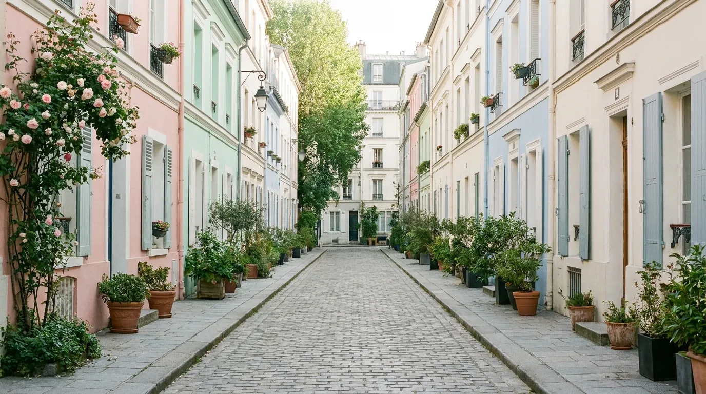 Rue Crémieux and its pastel façades, Paris