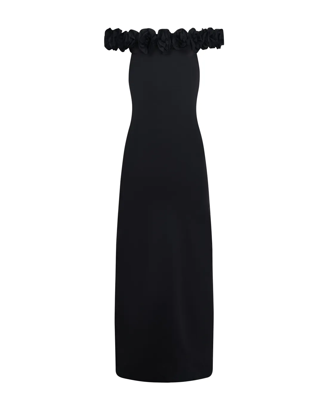 Black ruffled bustier dress packshot