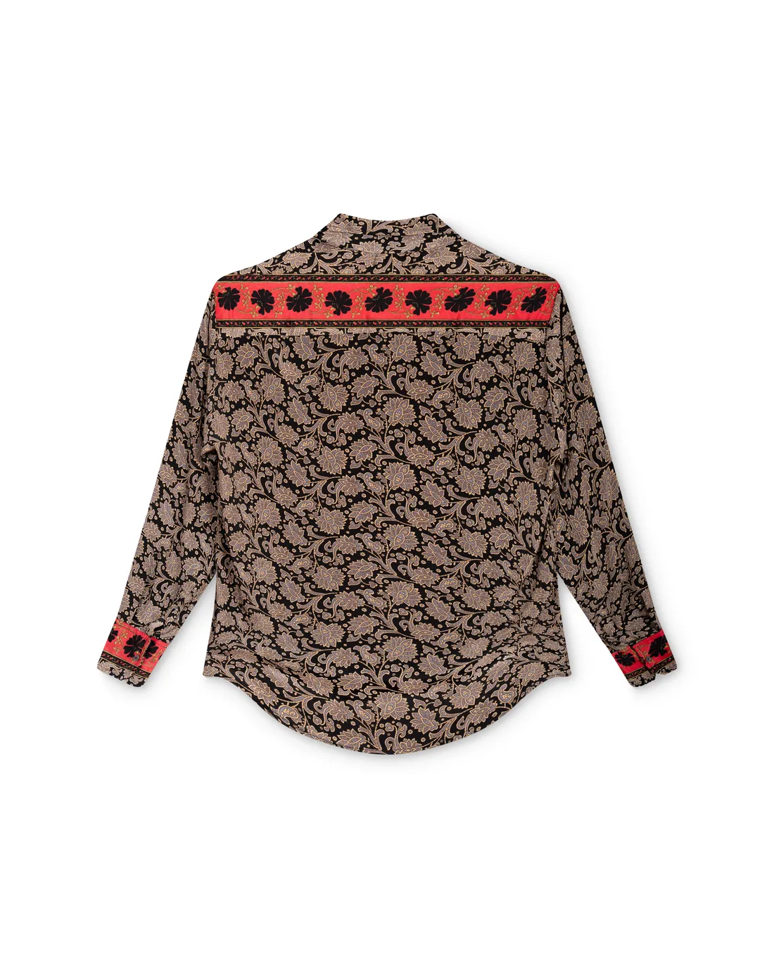 Floral printed shirt packshot, back view