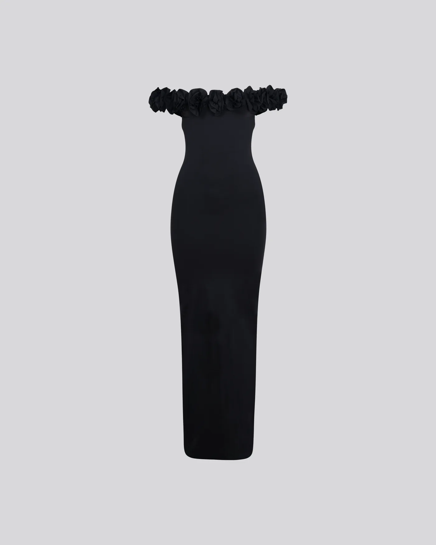 Packshot of a black bustier dress shot at Studio Honoré