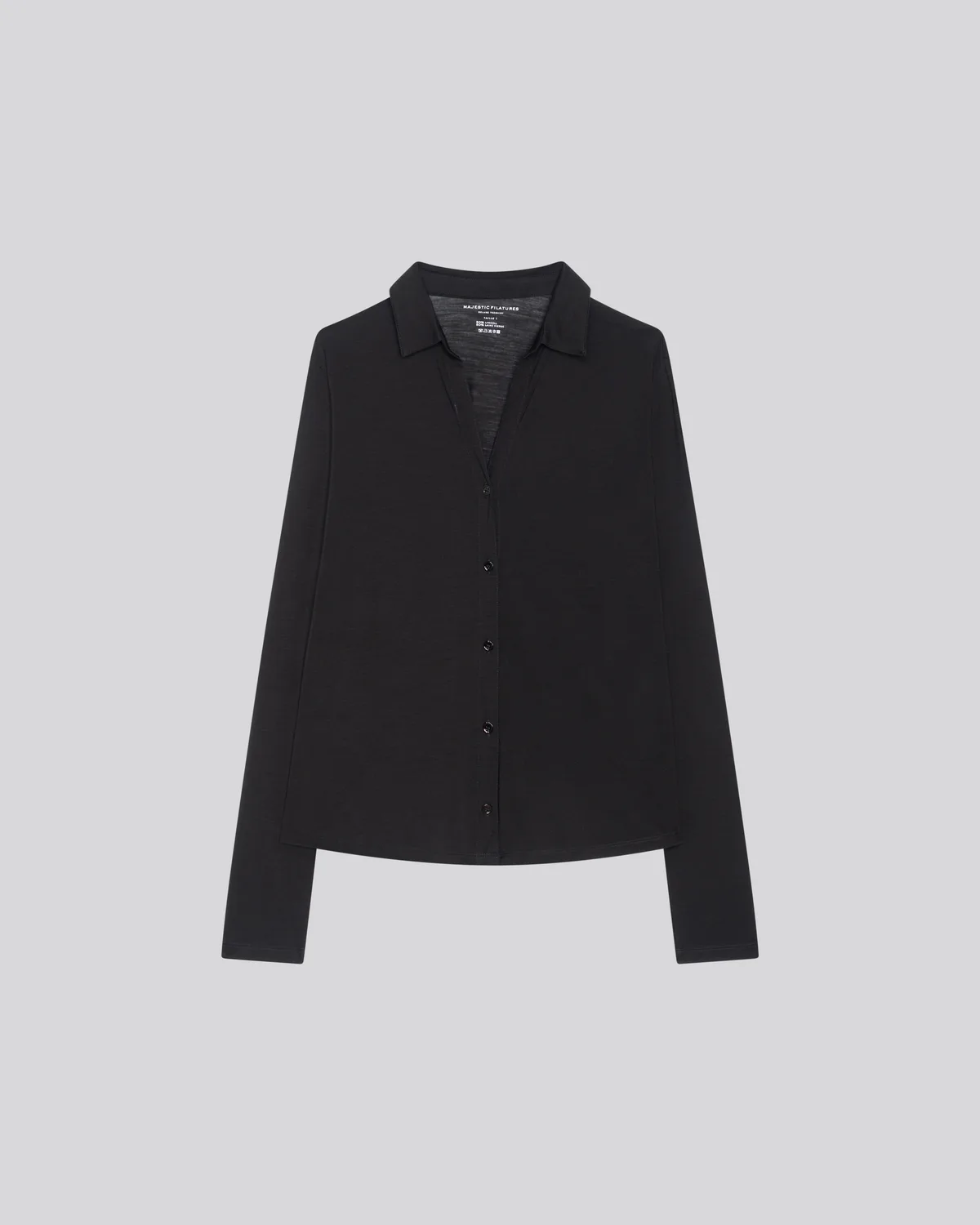 Black jersey shirt packshot, buttoned