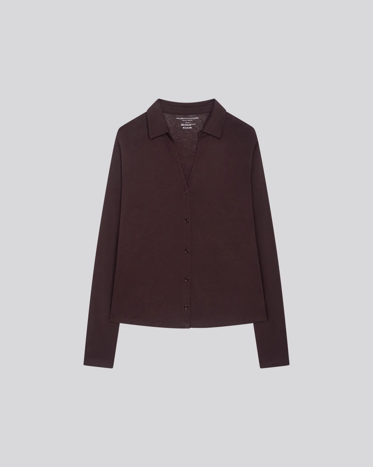 Taupe jersey shirt packshot, buttoned